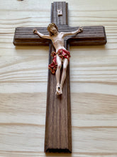 Load image into Gallery viewer, 13&quot; Red Oak Wall Crucifix
