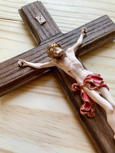 13" Red Oak Wall Crucifix