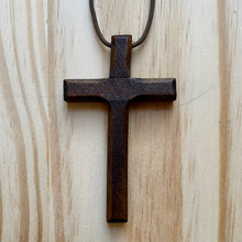 Load image into Gallery viewer, Wood Cross on Paracord - Dark Finish