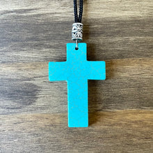 Load image into Gallery viewer, 1.75&quot; Dyed Turquoise Cross on Paracord