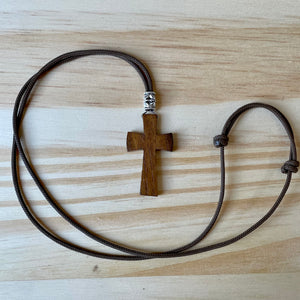1.5" Wood Cross on Paracord
