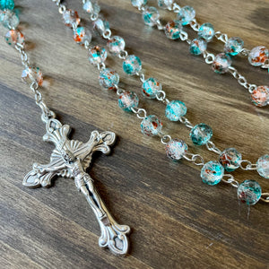Turquoise Faceted Speckled Bead Rosary
