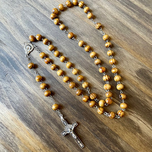 Pine Wood Bead Rosary