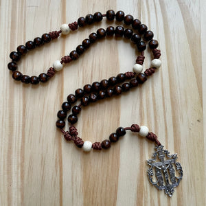 Brown Paracord Natural Wood Beads Rosary