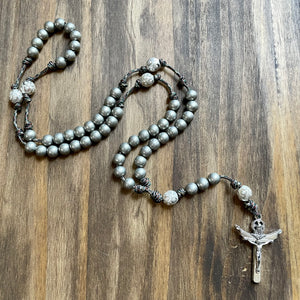 Camo Paracord Silver Steel Beads Rosary