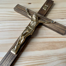 Load image into Gallery viewer, Large 17&quot; Brown Wood Wall Crucifix