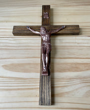 Load image into Gallery viewer, Large 17&quot; Brown Wood Wall Crucifix