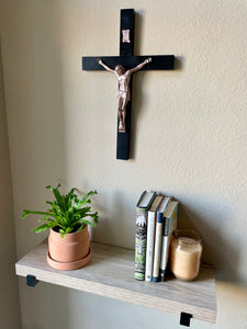 Large 17" Black Wood Wall Crucifix