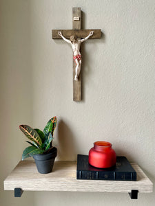 17" Large Full Color Resin Brown Wall Crucifix