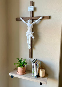 36" Large Red Oak Wall Crucifix