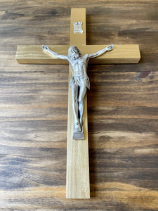 Large 17" Gold Wood Wall Crucifix