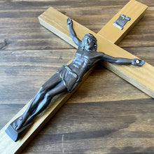Load image into Gallery viewer, Large 17&quot; Gold Wood Wall Crucifix