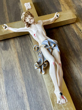 Load image into Gallery viewer, 12&quot; Full Color Resin Gold Wall Crucifix