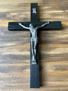 11" Black Wood Wall Crucifix