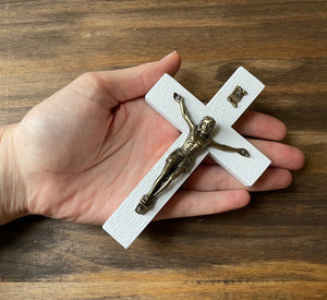 5" White Wood Crucifix