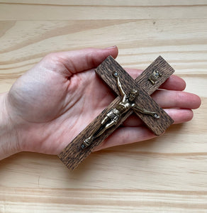 5" Brown Wood Crucifix