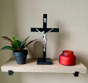 14" Black Wood Standing Crucifix