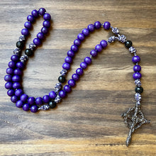 Load image into Gallery viewer, Purple Camo Paracord Purple/Black Wood Beads Rosary