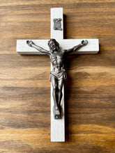 Load image into Gallery viewer, 8&quot; White Wood Wall Crucifix