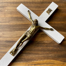 Load image into Gallery viewer, 11&quot; White Wood Wall Crucifix