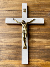 Load image into Gallery viewer, 11&quot; White Wood Wall Crucifix