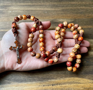 Multicolored Wood Bead Rosary