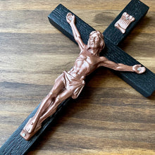 Load image into Gallery viewer, 8&quot; Black Wood Wall Crucifix