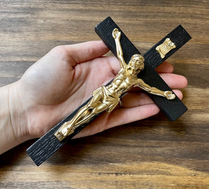 8" Black Wood Wall Crucifix