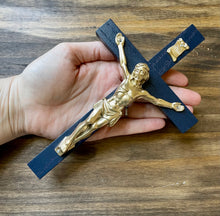 Load image into Gallery viewer, 8&quot; Midnight Blue Wood Wall Crucifix