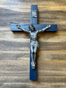 8" Midnight Blue Wood Wall Crucifix