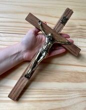Load image into Gallery viewer, 13&quot; Brown Wood Wall Crucifix