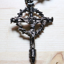 Load image into Gallery viewer, Aqua Paracord Black Steel Beads Rosary