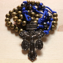 Load image into Gallery viewer, Electric Blue Paracord Bronze Steel Beads Rosary