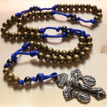 Load image into Gallery viewer, Electric Blue Paracord Bronze Steel Beads Rosary