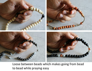Black Paracord Orange Wood Beads Rosary