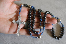 Load image into Gallery viewer, Blue Camo Paracord Black Steel Beads Rosary