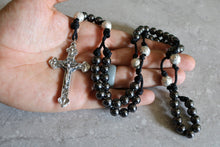 Load image into Gallery viewer, Black/Silver Steel Beads Rosary