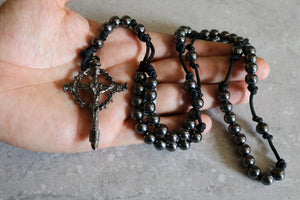 All Black Steel Rosary with Keepsake Box