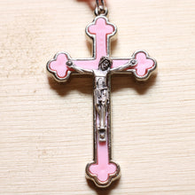 Load image into Gallery viewer, Pink Paracord Silver Steel Beads Rosary