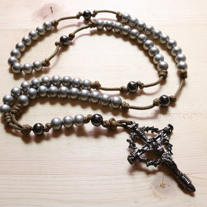 Brown Paracord Silver Beads Rosary