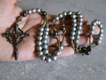 Load image into Gallery viewer, Brown Paracord Silver Beads Rosary