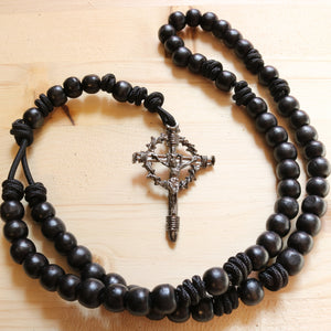 All Black Paracord Black Wood Beads Rosary