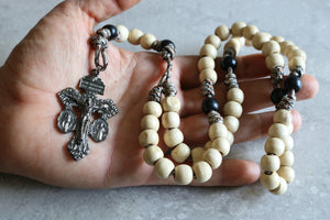 Camo Paracord Natural Wood Beads Rosary
