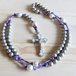 USA Paracord Gray Steel Beads Rosary