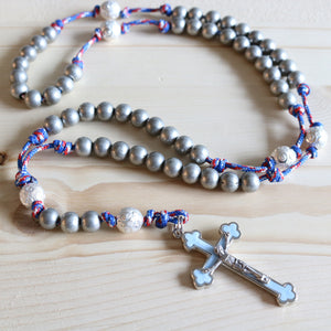 USA Paracord Gray Steel Beads Rosary