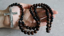 Load image into Gallery viewer, Black Paracord Brown &amp; Black Wood Beads Rosary