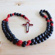 Load image into Gallery viewer, Red Paracord Black Wood Beads Rosary