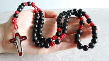Load image into Gallery viewer, Red Paracord Black Wood Beads Rosary