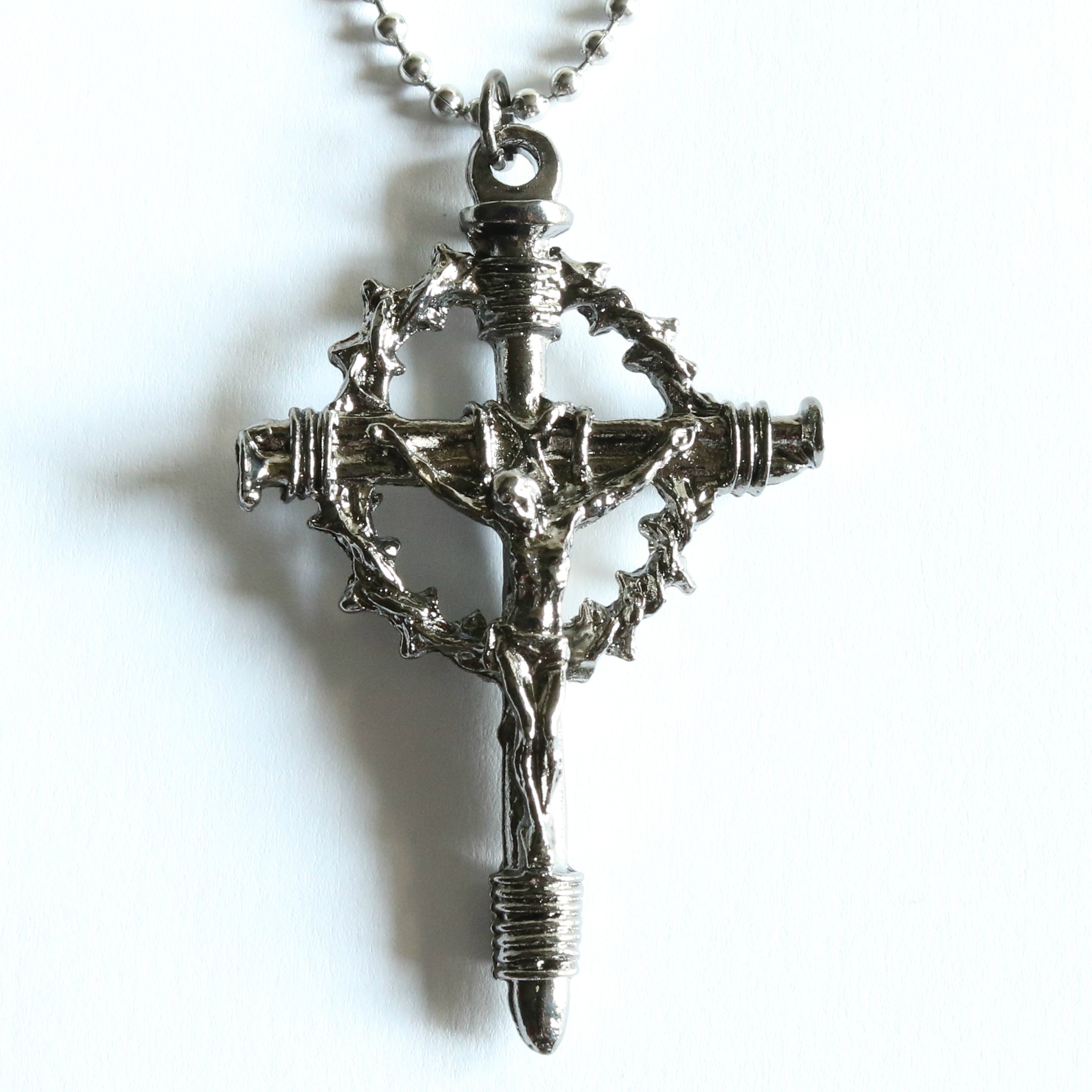 Amazon.com: Forgiven Jewelry Nail Cross Crown of Thorns Necklace on Ball  Chain: Clothing, Shoes & Jewelry