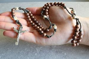 Camo Paracord Copper Steel Beads & Cross Rosary